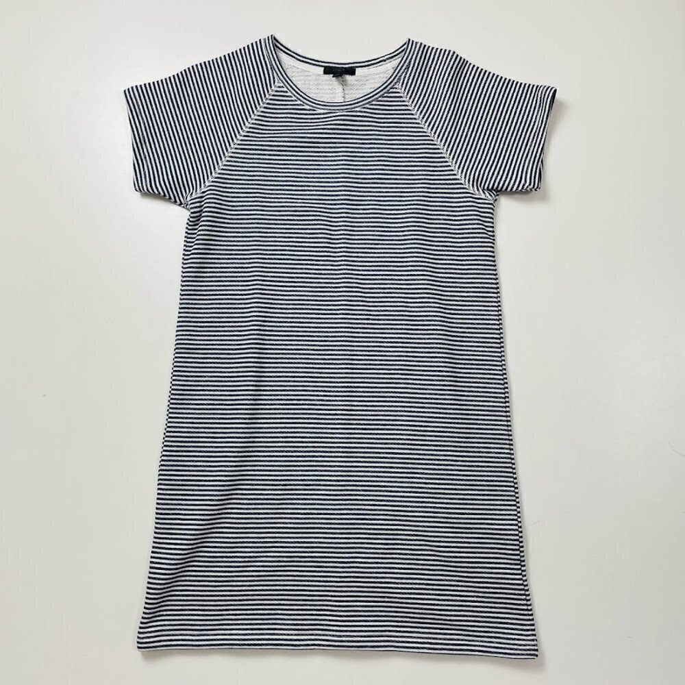 NWT J. Crew Dress Striped Cozy Beach Navy Blue White Terry Cloth Short Sleeve M - Picture 4 of 11